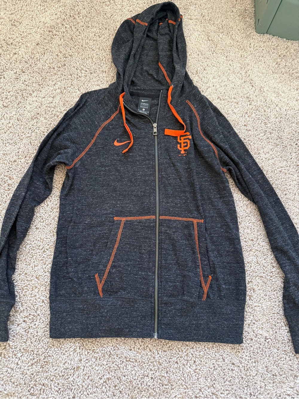 Nike Dark Heather Hoodie with Orange SF Logo and Trim